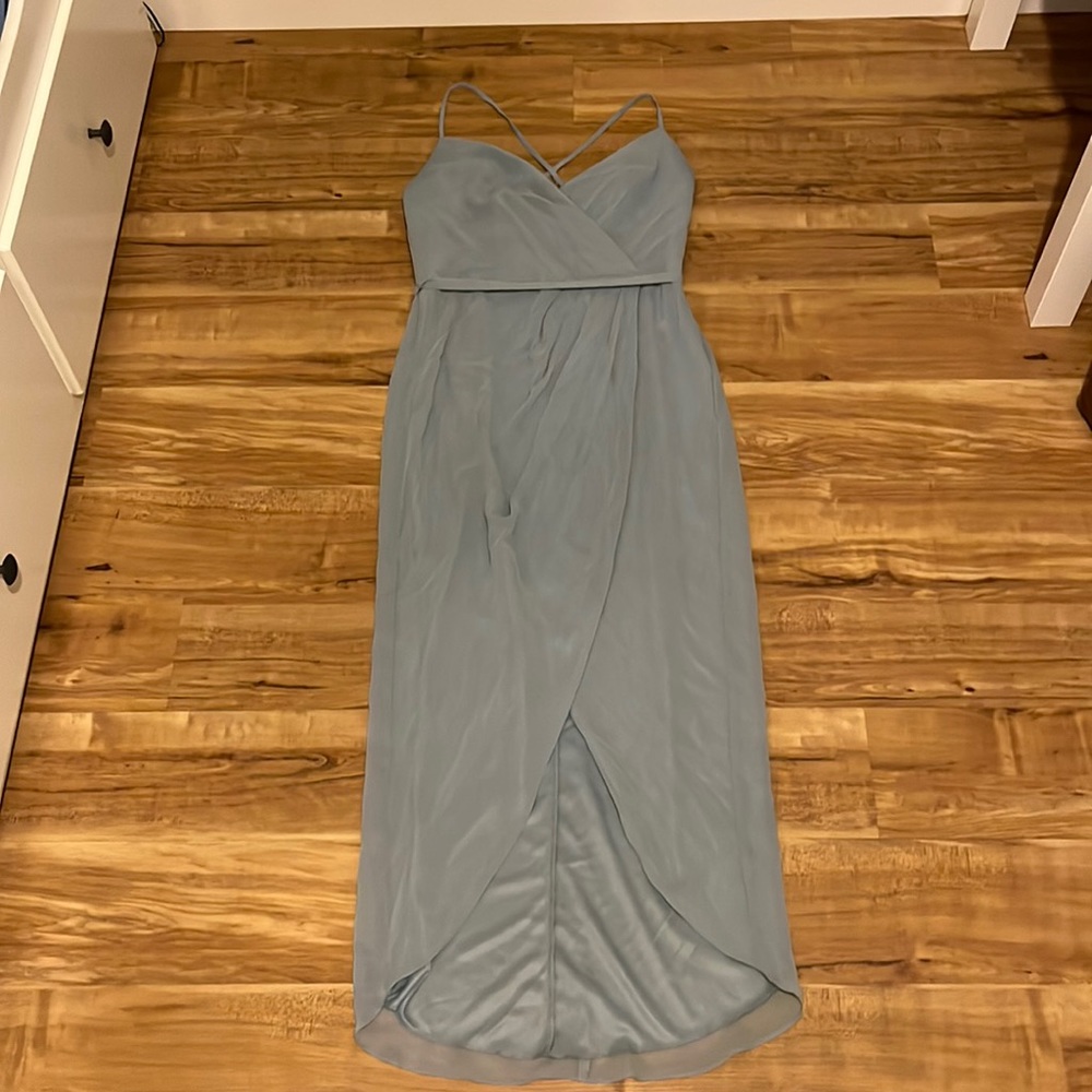 tulip hem chiffon midi bridesmaid dress
